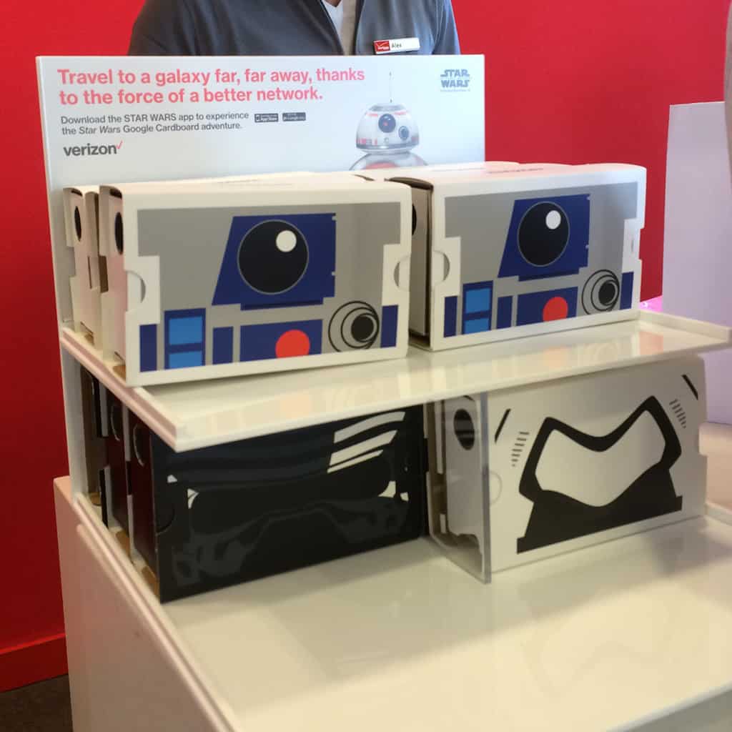 start wars themed verizon wireless branded google cardboard VR headsets