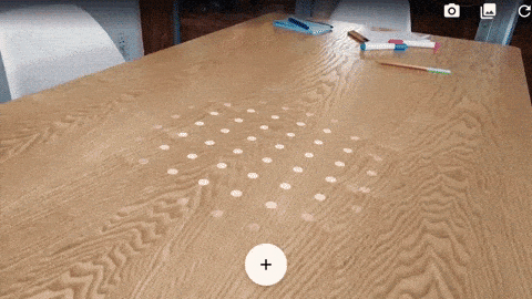 augmented reality example AR Core placing objects on table