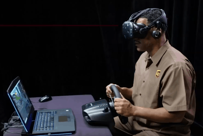 man using vr to train as UPS driver