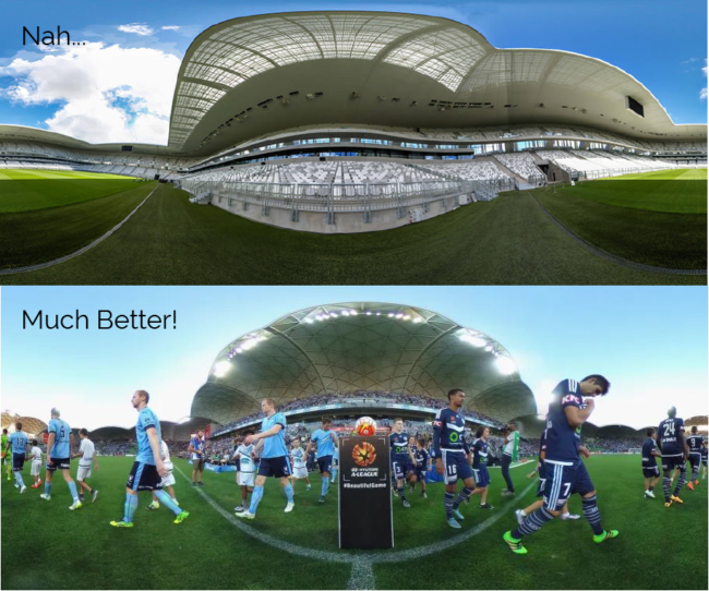 soccer stadium examples of creating a good scene in 360 video