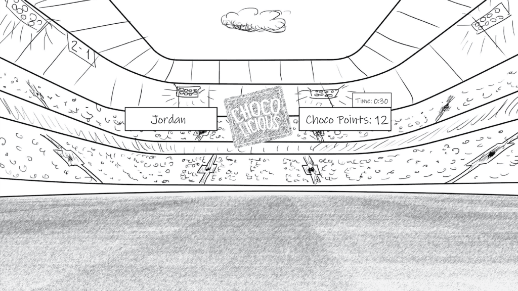 storyboard sketch of vr soccer game marketing activation