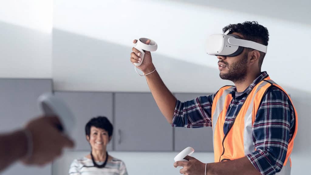 oculus quest 2 being used for construction training